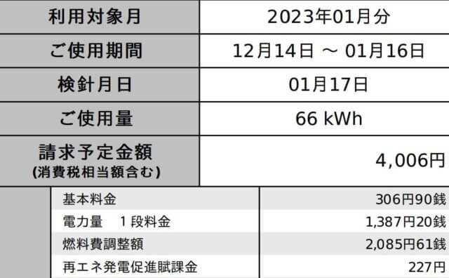 NEXTでんきの請求書１